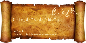 Czirják Ádám névjegykártya